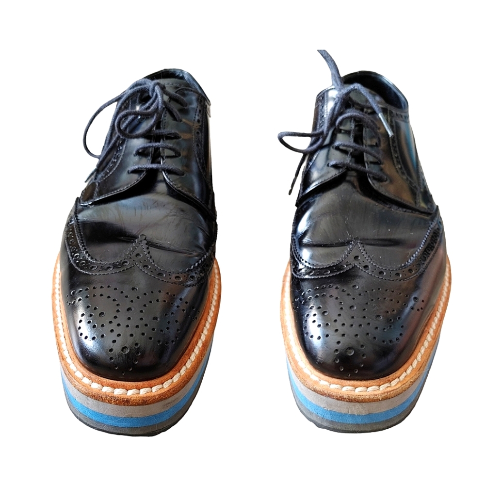 Prada Black Classic Leather Lace Up Laced Formal Shoes Derby - Picture 13 of 16